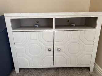Distressed Light Gray Media Console