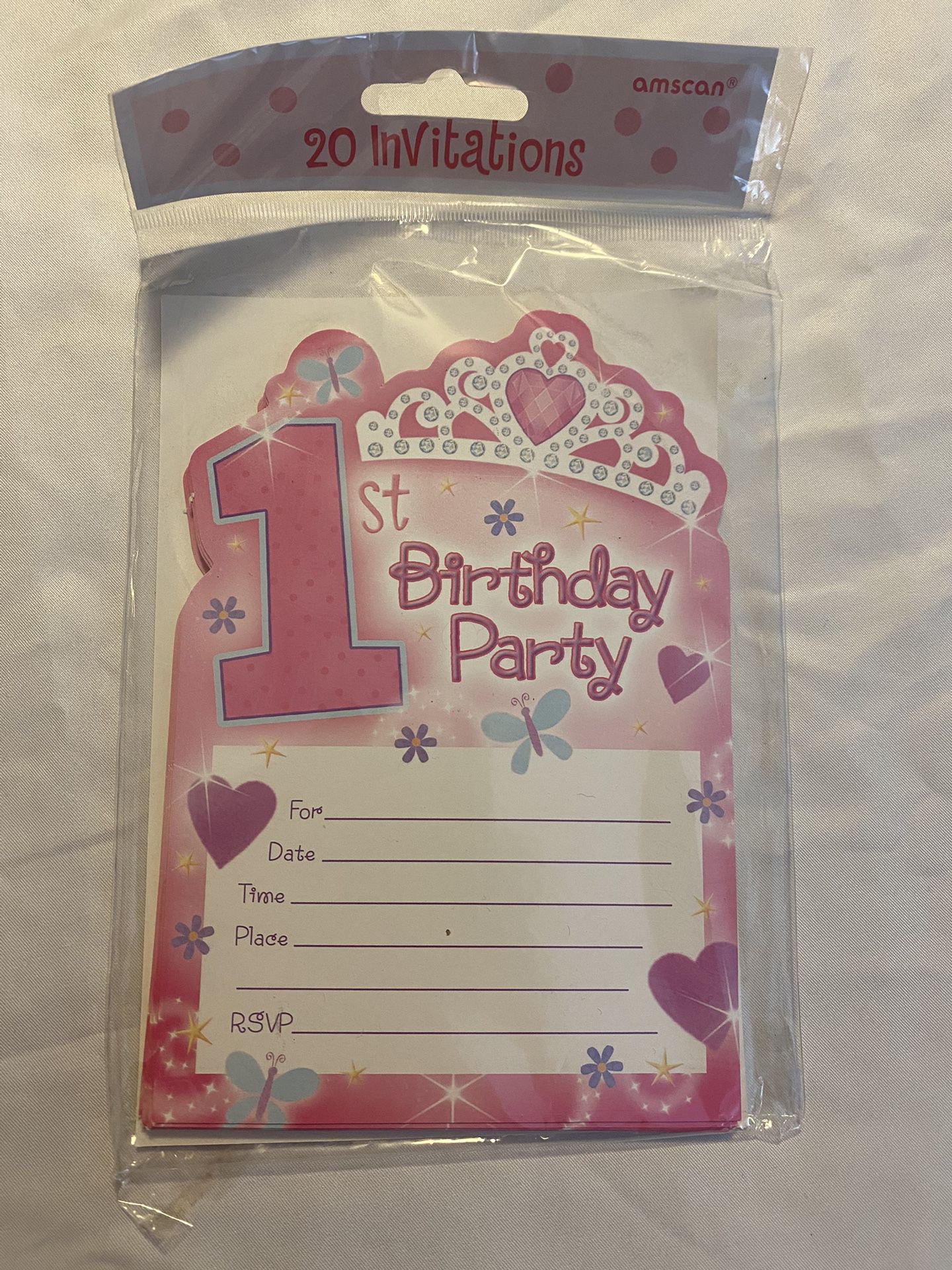 1st Birthday Party Invitations - Pink 