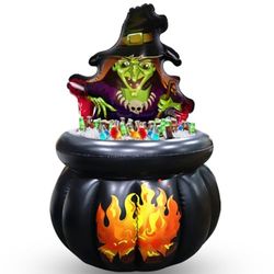Halloween Inflatables Cooler, 48inch Witch Cauldron Halloween Party Decorations Supplies