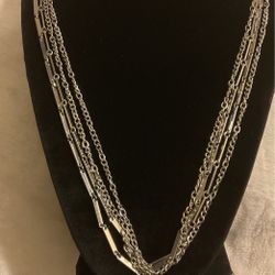 60” Double Strand Silver Chain Necklace …