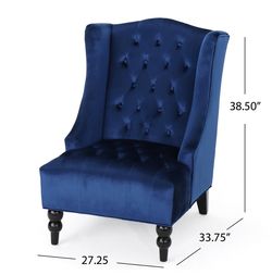 Navy Blue Velvet Tufted Wingback Accent Chair