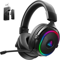 new 2.4GHz Wireless Gaming Headset for PS5,PS4,PC,Switch,Mobile,Mac, Bluetooth 5.3 Gaming Headphones with Detachable Microphone, RGB, 30ms Latency, 50