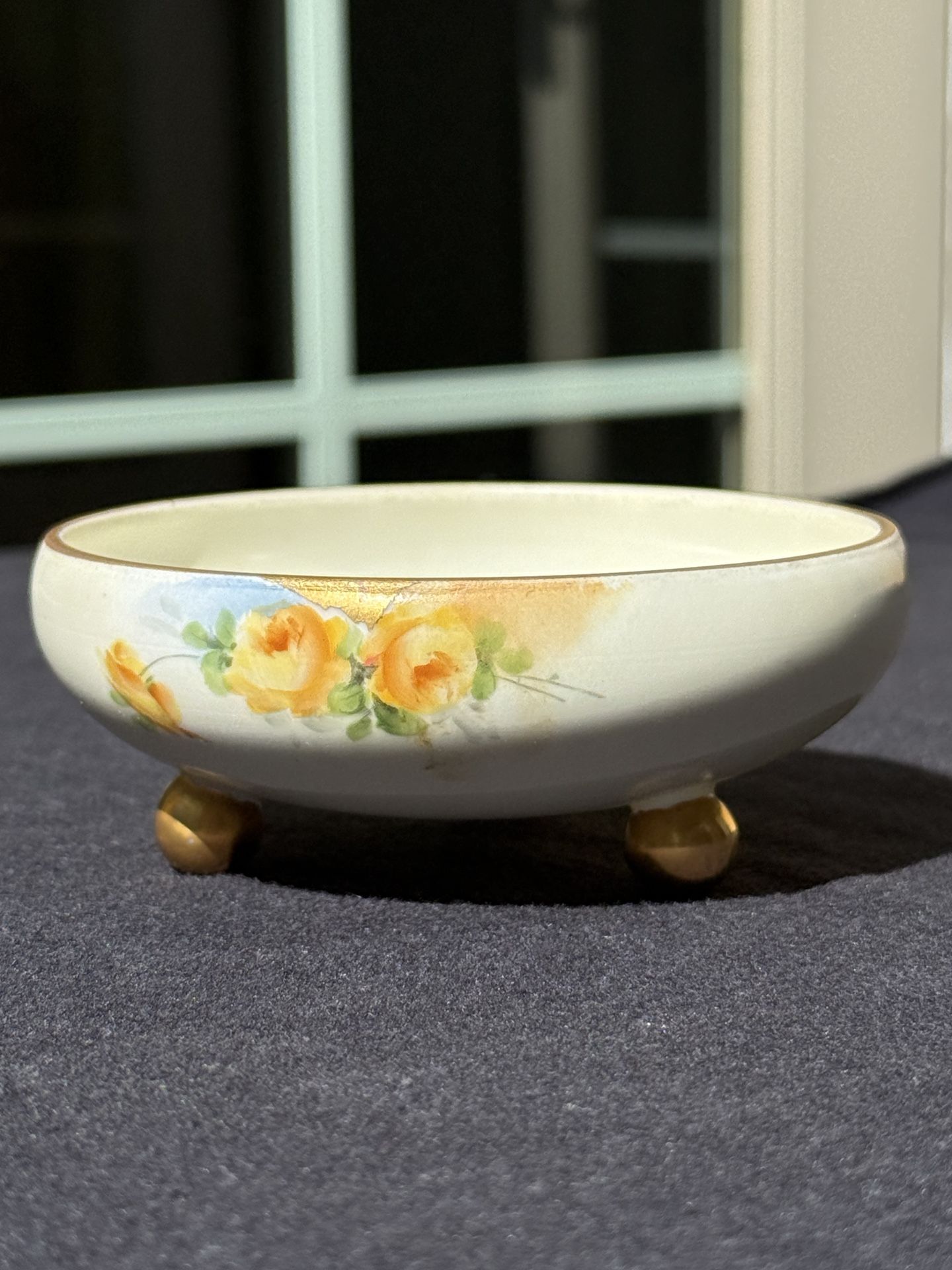 B & Co France, three footed bowl, antique