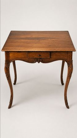 Antique Queen Anne Style Flip-Top Writing / Game Table with Drawer — Carved Legs