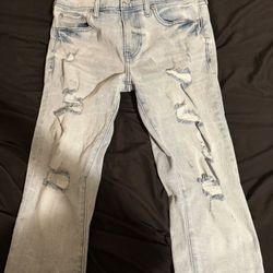 Pacsun Bryce Stacked Skinny Jeans Stretch Ripped Light Indigo