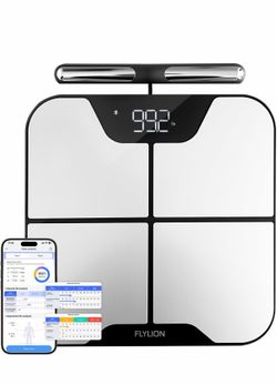 Smart Scale for Body Weight with Handle, 8-Electrode Full Body Composition Analyzer with BMI, Body Fat, Muscle Mass, 57 Metrics, Accurate Bluetooth Di