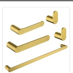 Luxury Bathroom Accessory Set Of 5 In Brushed Gold