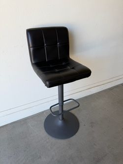 Black Faux Leather Adjustable Bar Stool