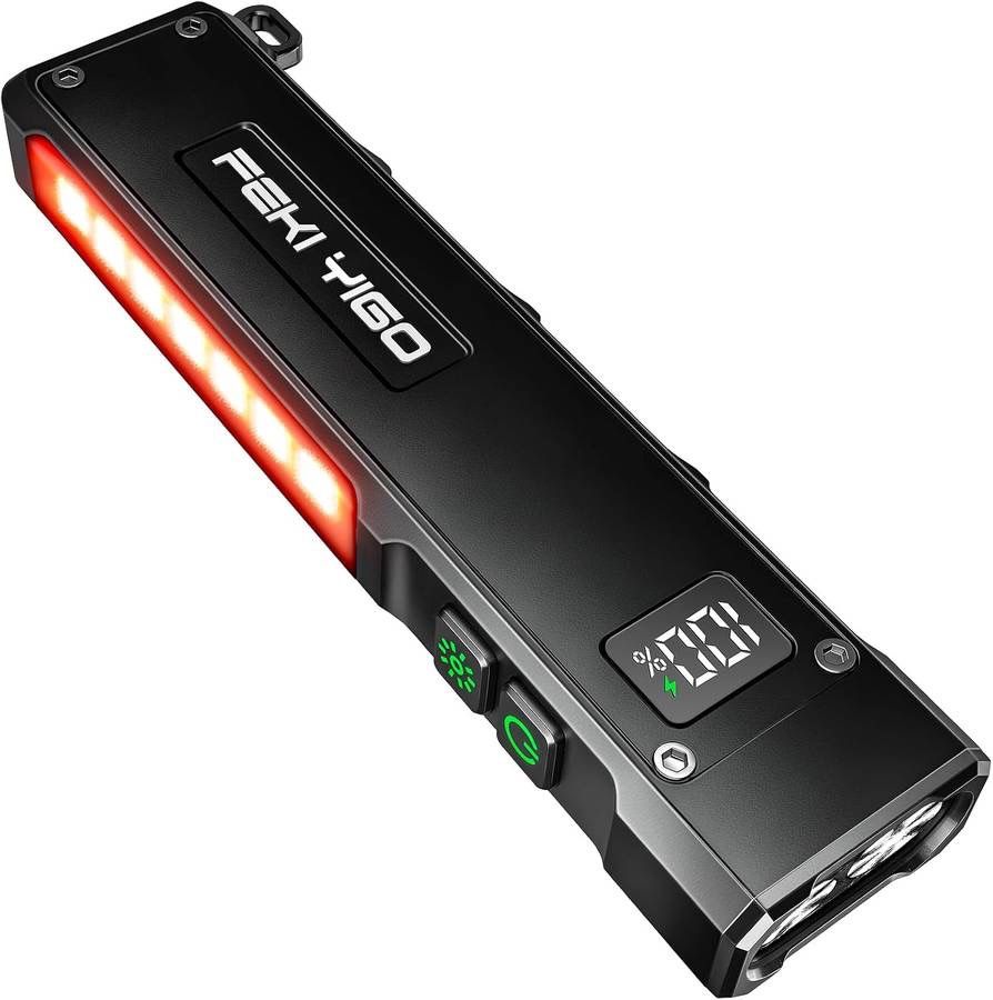 new Rechargeable Flat Flashlight 1800 Lumens White LED/UV/RGB Signaling Flashlights, Waterproof Magnetic Clip on Flashlight for Outdoor Home Emergenci