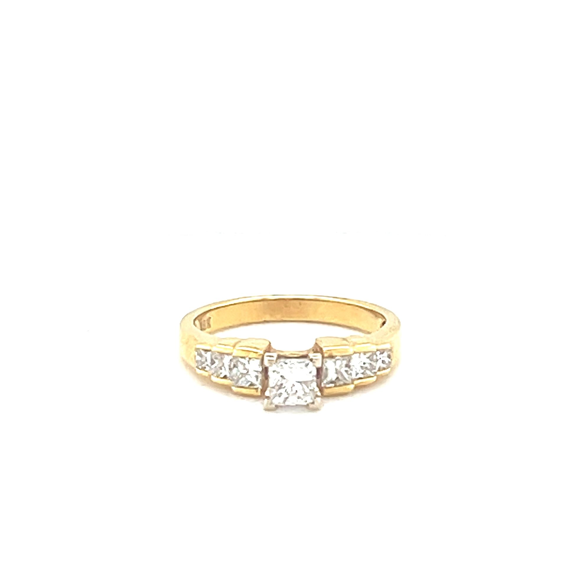 18K 1ct Princess Cut Diamond Engagement Ring