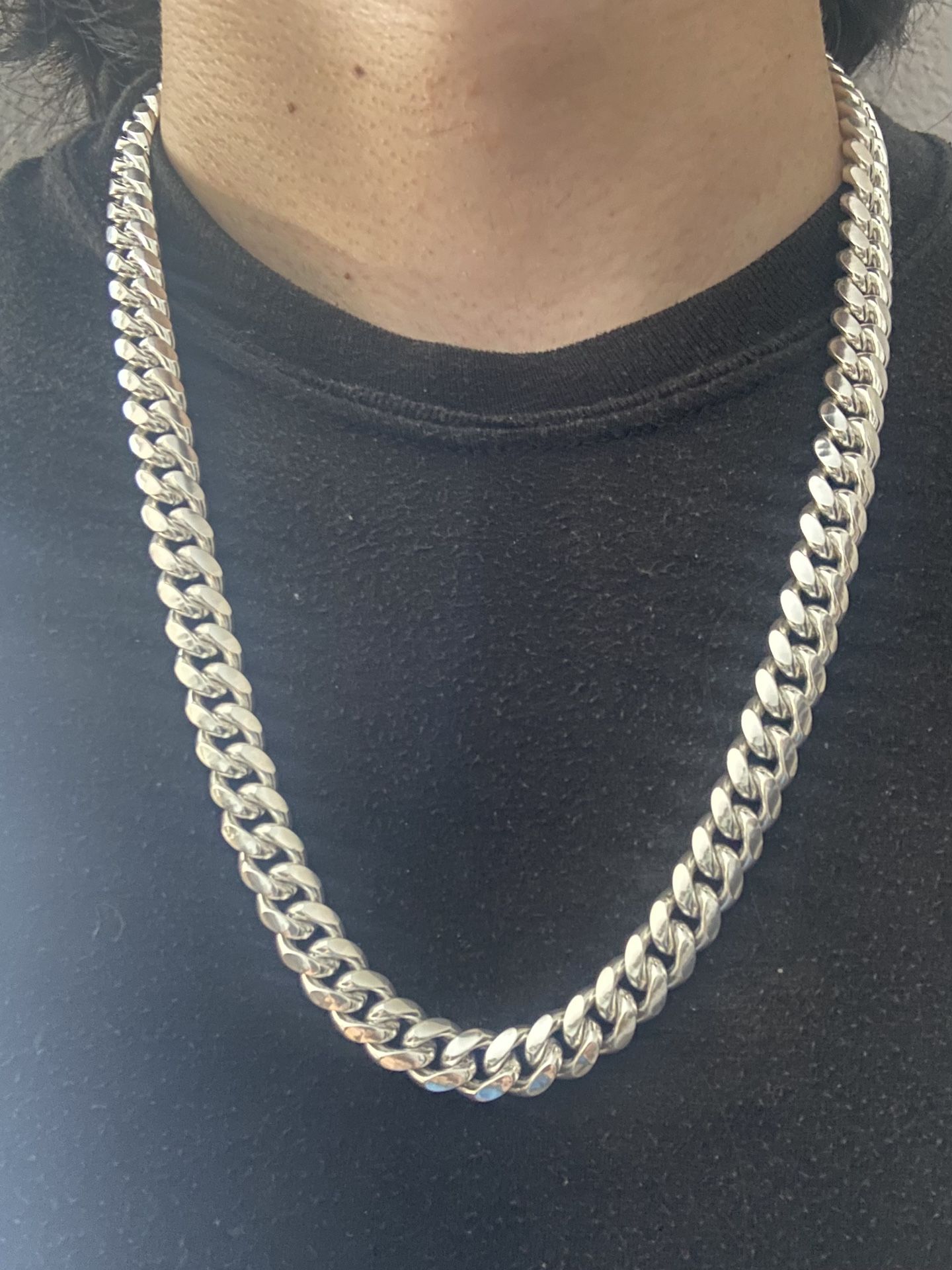 26in 10MM Solid Sterling Silver Miami Cuban Link Chain