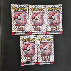 5x Sealed Pokemon 151 Booster Packs LOT