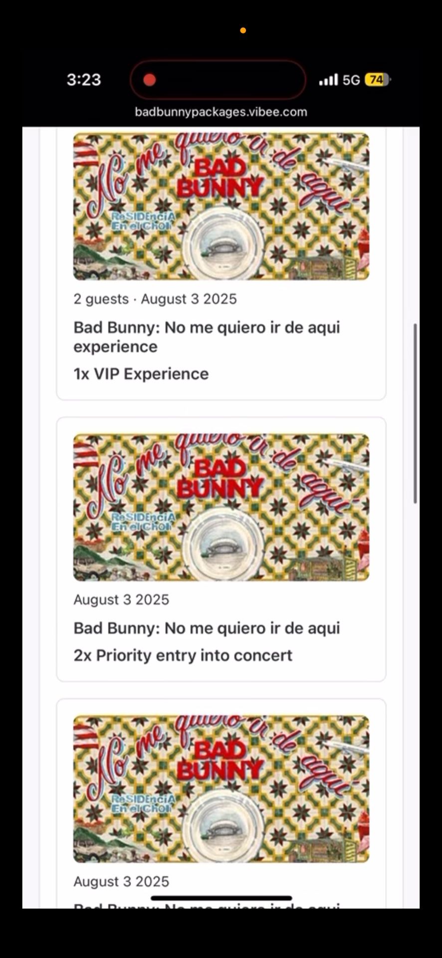2 Tickets For Bad Bunny 