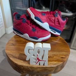 Size 6Y (7.5W) AIR JORDAN 4 RETRO FIBA GYM RED/NAVY/WHITE YOUTH  408452-617 