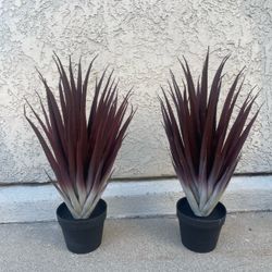 2 Pcs Artificial Aloe Vera Plants 27 Inch Red Fake Succulents Faux Agave Plant Potted