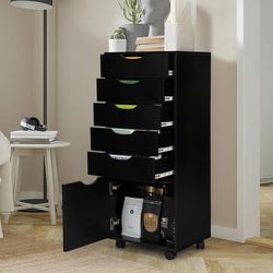 5-Drawer Storage Cabinet, File Organizer with Caster Wheels, Chest of Drawers, Mobile File Cabinets, File Cabinets for Home Of
