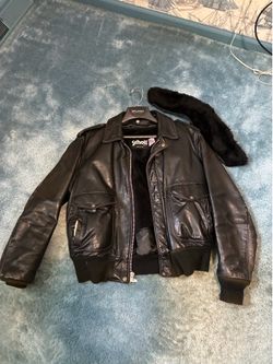 Schott men’s black leather motorcycle jacket