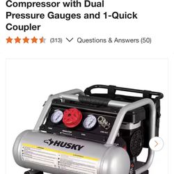 Husky   1 Gal. 135 PSI Portable Electric Oil-Free Quiet J