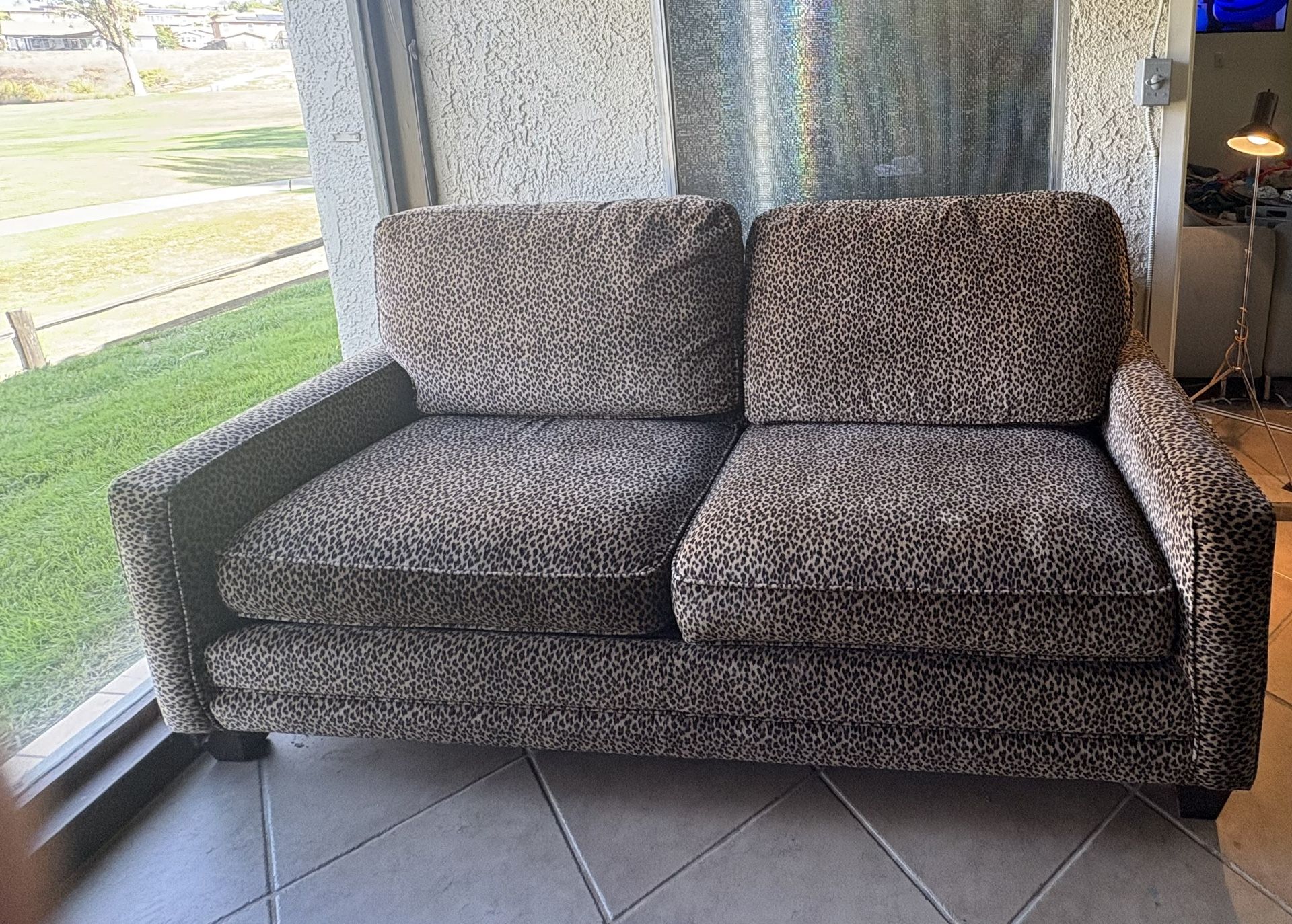 Pull Out Sleeper Leopard Couch