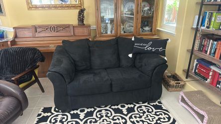 Black Velor Love Seat
