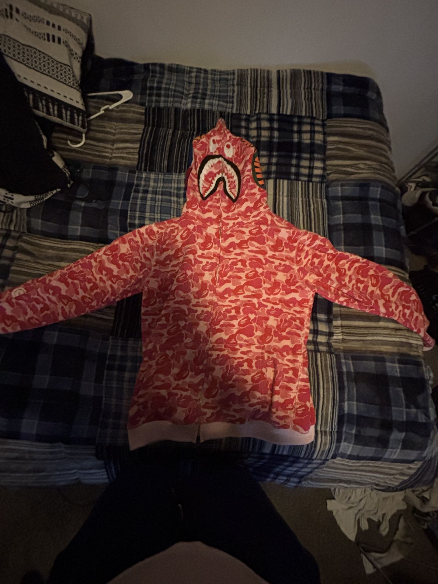 Pink camo size large bape hoodie