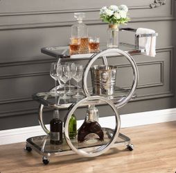 3-Tier Mobile Home Serving Bar Cart with Locking Casters