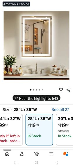 28X36 LED Bathroom Mirror with Lights, Anti-Fog, Backlit + Front Lit, Lighted Bathroom Vanity Mirror for Wall, Memory Function, Dimmable, Tempered Gla