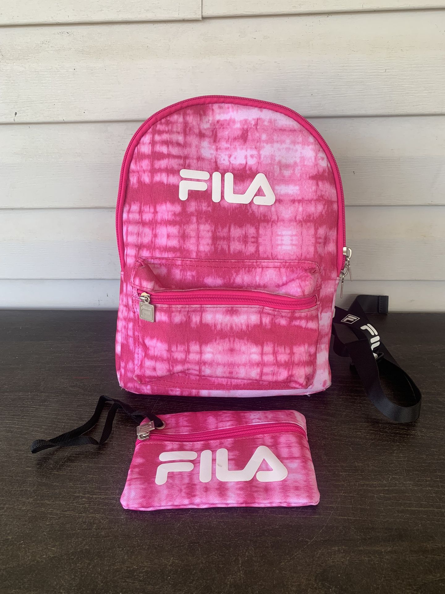 Fila Tie Dye Pink Fuchsia Hailee Mini Backpack Zip Pouch 2PC Set