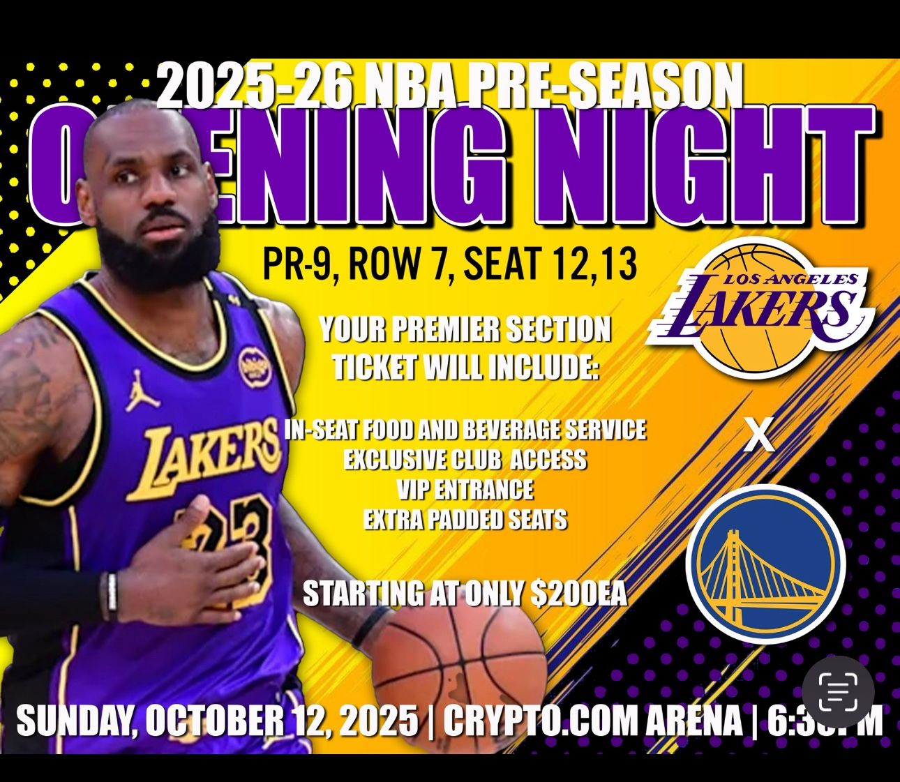 Laker Vs Warriors Preseason Game