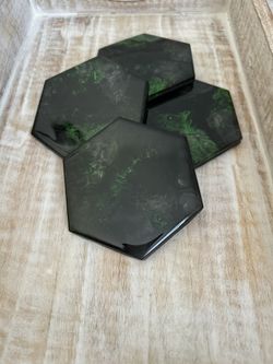 Green Black Tile Coasters