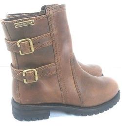 WOMENS HARLEY DAVIDSON RIDING BOOTS BROWN LEATHER SIZE 6 BUCKLE HD MOTORCYCLE D