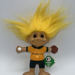 NWT Vintage Troll MLB Oakland A’s “Good Luck” Russ Bendable Yellow Hair 1992