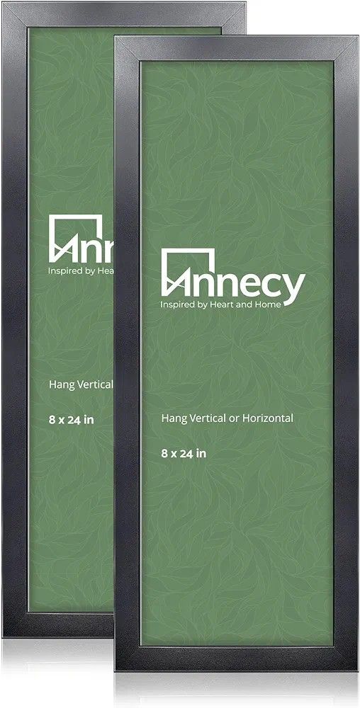 Black 2-pack 8x2' Panoramic Picture Frames for Wall Decoration, Homes/Hotels/etc