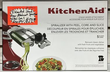 KitchenAid Stand Mixer Attachment Spiralizer W/ Peel Core & Slice New 