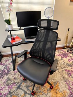 Ergonomic Gaming / Office Chair with Headrest – Black & Red