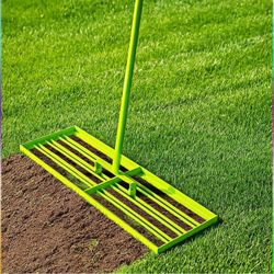 Lawn Leveling Rake 30"x10" - Stainless Steel with Adjustable 30"-74" Handle, Anti-Flipping Lawn Tool for Garden, Farm, Backyard, Golf Course