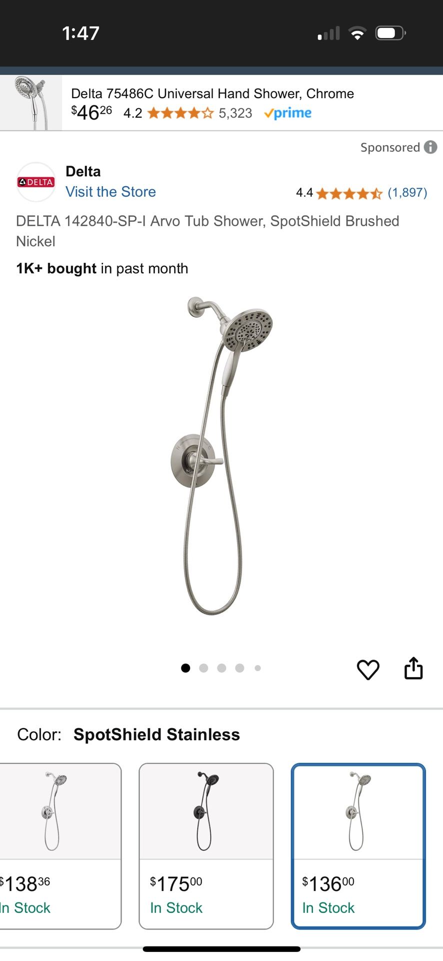 New delta shower