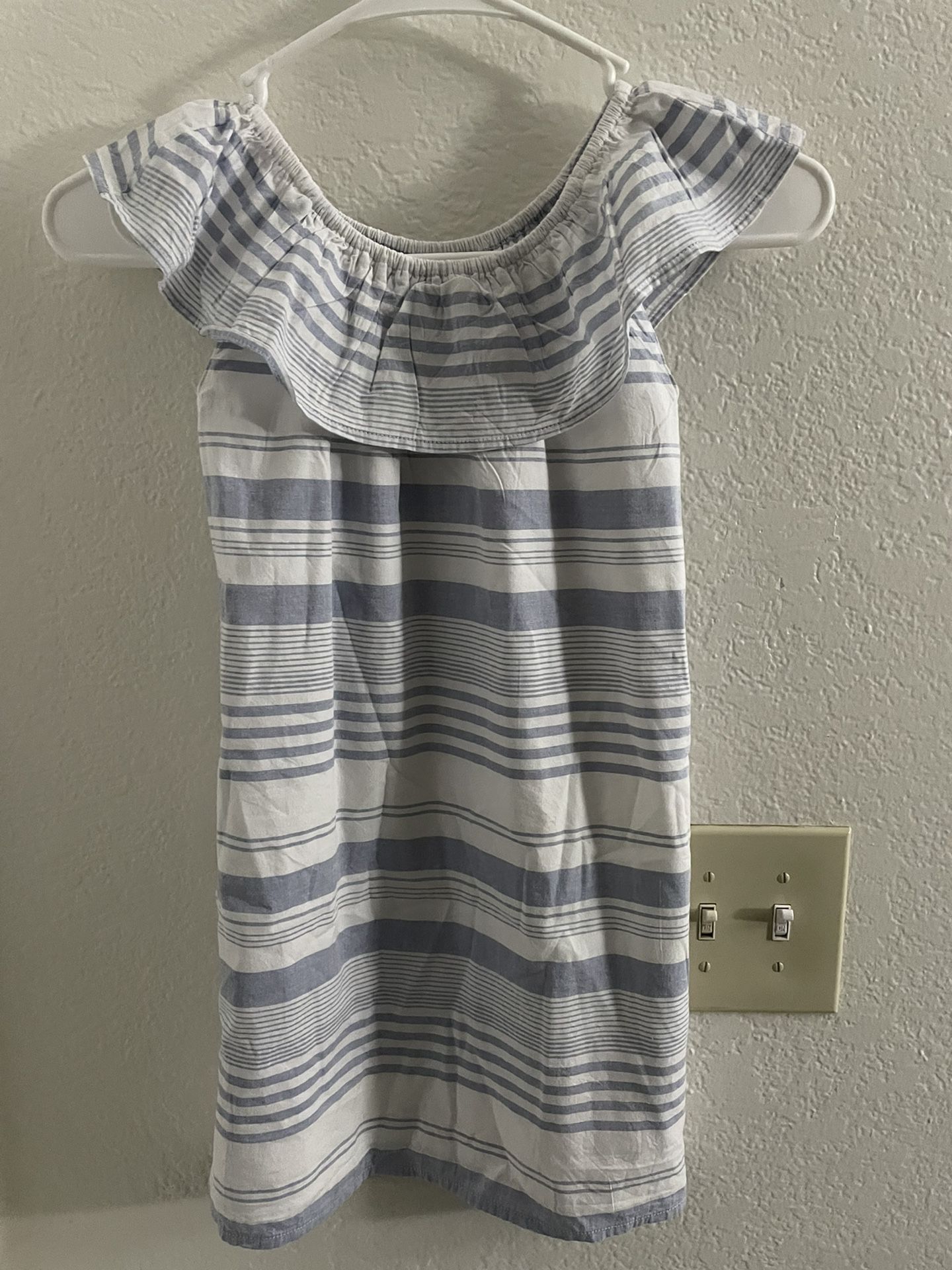 Girls Dress White & Blue Stripes  Size 5/6 