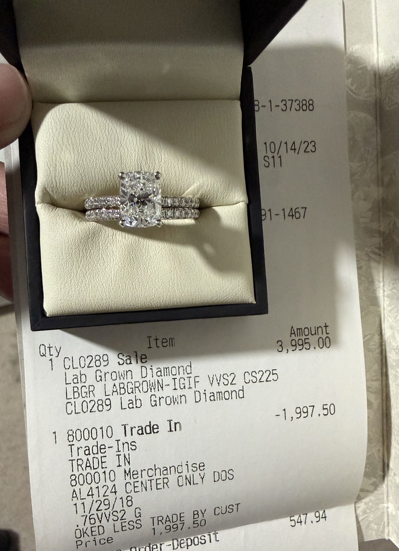 2 carat engagement ring and wedding band (sautered)