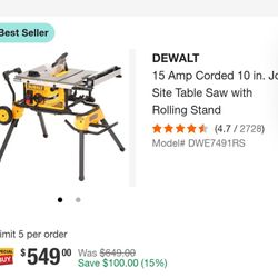 DEWALT TABLE SAW 