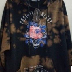 CHEMISTRY CLOTHING BRAND MEN'S HOODIE SWEATER SIZE LARGE BLEACHED BLACK/BROWN POSITIVE ENERGY LOGO BRAND NEW WITH TAGS CHECK OUT THE REST OF MY OFFERS