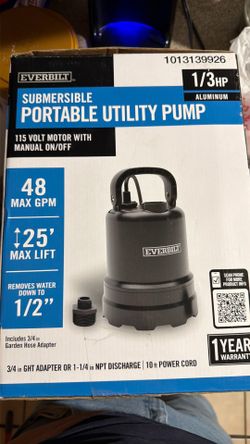 New Everbilt Submersible Utility Pump (1/3 HP)