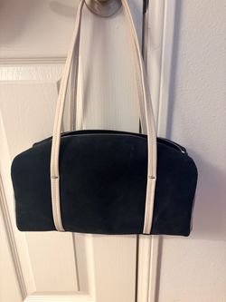 Madewell suede bowler navy with white handles