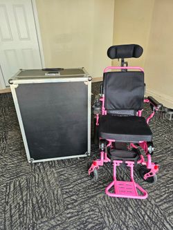 Fully Loaded Folding Electric Wheelchair with Hard Travel Case & Accessories - Pink
