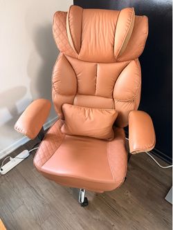 Office Desk Chair, Big and Tall Leather Gaming Chair with Footrest, Wide Ergonomic Comfy Executive High-Back Reclining Computer Chairs, Swivel Rolling