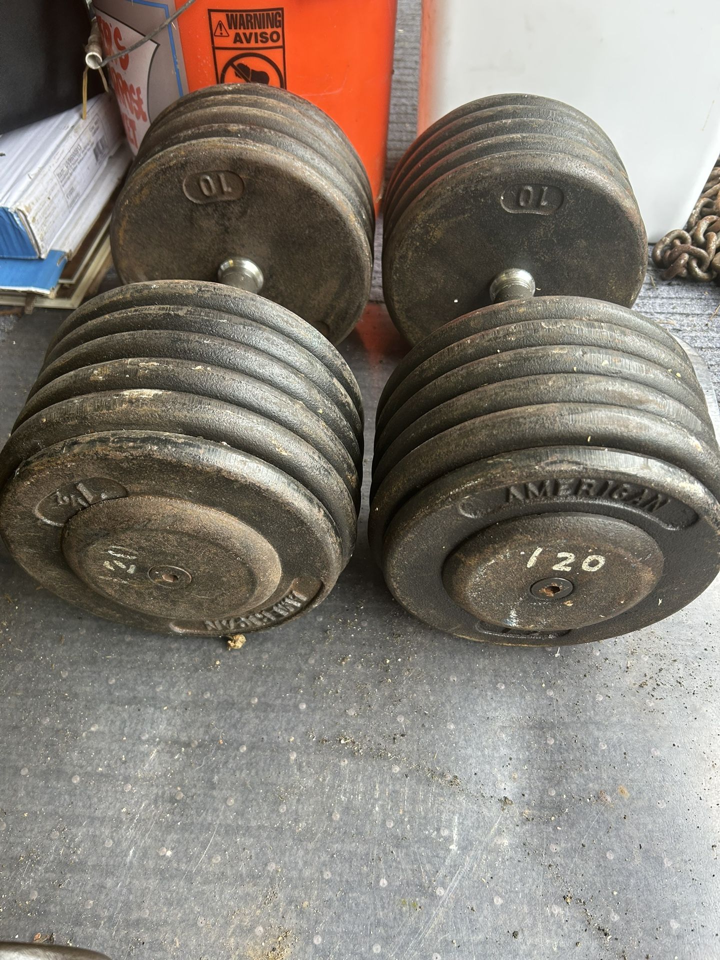 Commercial Style Pair Of 120 Lb Dumbbells