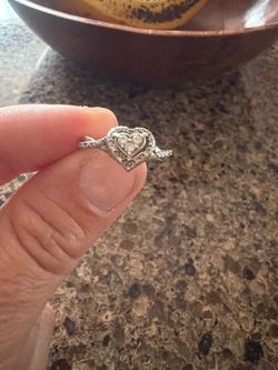 Silver Heart-Shaped CZ Stone Ring