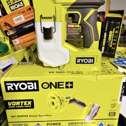 RYOBI ONE+ 18V Cordless Compact Power Scrubber Kit with 2.0 Ah Battery, Charger, and ONE+ 18V Chemical Handheld Sprayer 