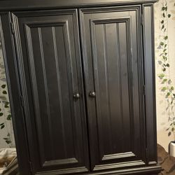 Full Size Headboard, Footboard, Rails And Matching Armoire 