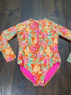 Girls flower long sleeve bathing suit size xxl or 18 by wonder nation #16